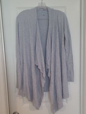 Barefoot Dreams Light Gray Draped Open-Front Cardigan
